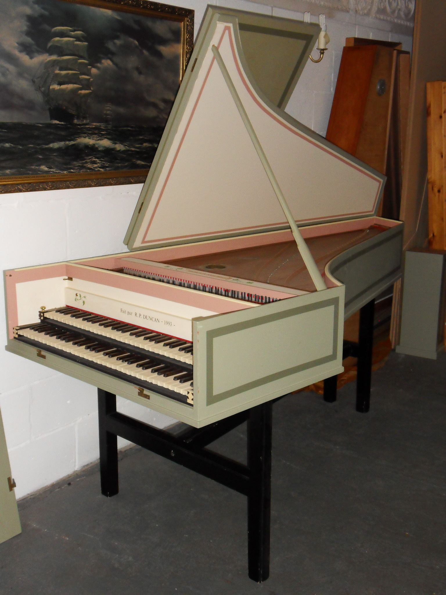 harpsichord by john morley 8 foot and 4 foot stops with buff five